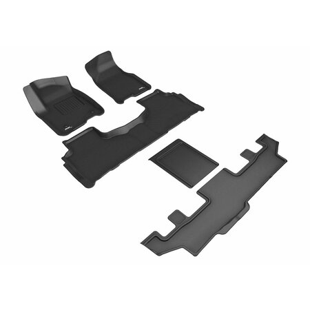 3D MATS USA Custom Fit, Raised Edge, Black, Thermoplastic Rubber Of Carbon Fiber Texture, 5 Piece L1GM02901509